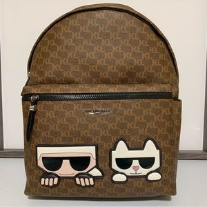 Karl Lagerfeld Paris Brown Monogram Amour Backpack-NWT